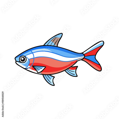 neon tetra fish vector icon, aquarium fish vector illustration - simple illustration of neon tetra fish perfect for logos, and aquarium fish-themed designs.