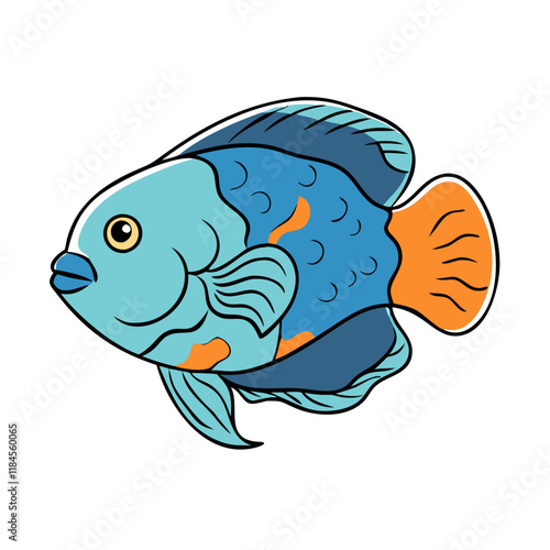 oscar fish vector icon, aquarium fish vector illustration - simple illustration of oscar fish perfect for logos, and aquarium fish-themed designs.
