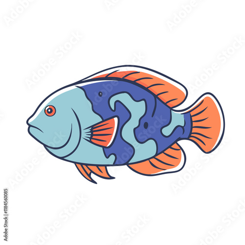 oscar fish vector icon, aquarium fish vector illustration - simple illustration of oscar fish perfect for logos, and aquarium fish-themed designs.