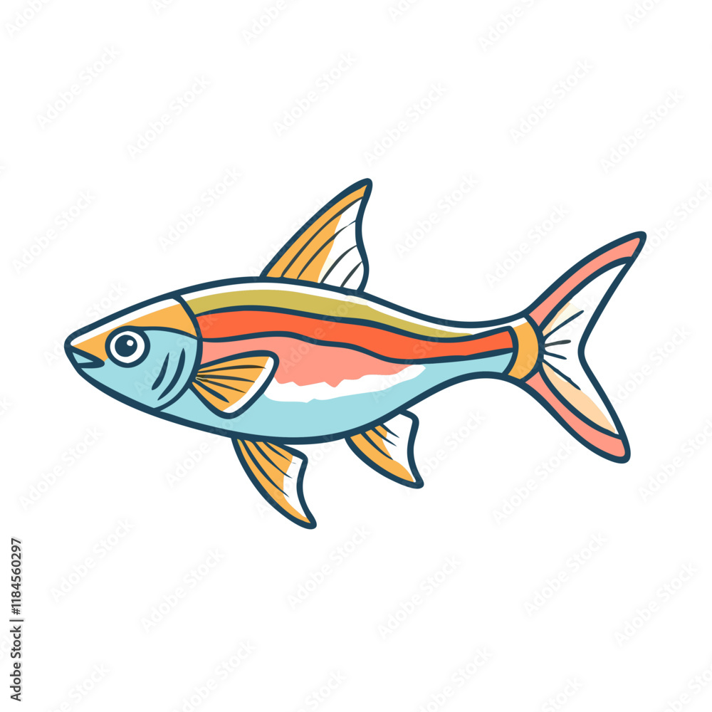 Fototapeta premium rasbora fish vector icon, aquarium fish vector illustration - simple illustration of rasbora fish perfect for logos, and aquarium fish-themed designs.