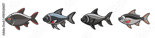 black skirt tetra fish vector icon, aquarium fish vector illustration - simple illustration of black skirt tetra fish perfect for logos, and aquarium fish-themed designs.