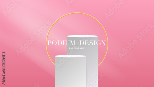 Minimal Podium and crimson background, 3d podium for presentation, Stage for showcase, illustration Vector EPS 10