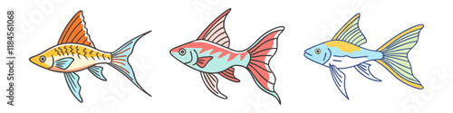 swordtail fish vector icon, aquarium fish vector illustration - simple illustration of swordtail fish perfect for logos, and aquarium fish-themed designs.