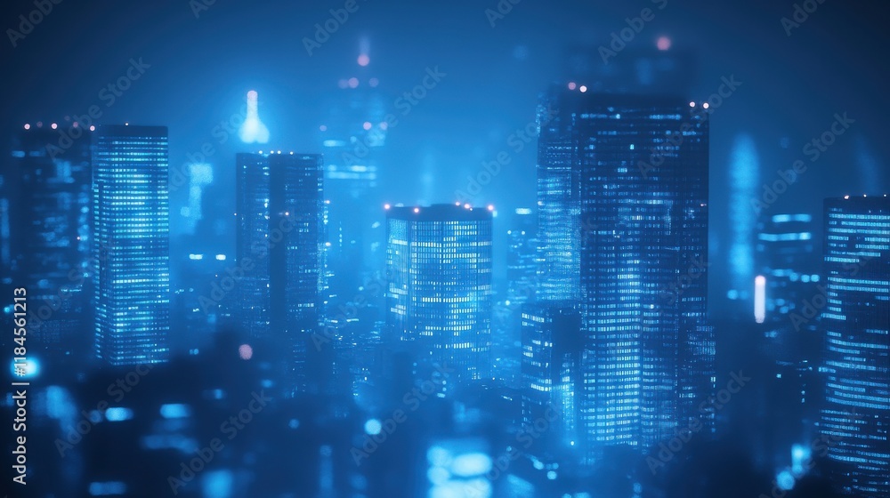 Blurred Cityscape with Cool Bluish Light Blurred Cityscape with Cool Bluish Light