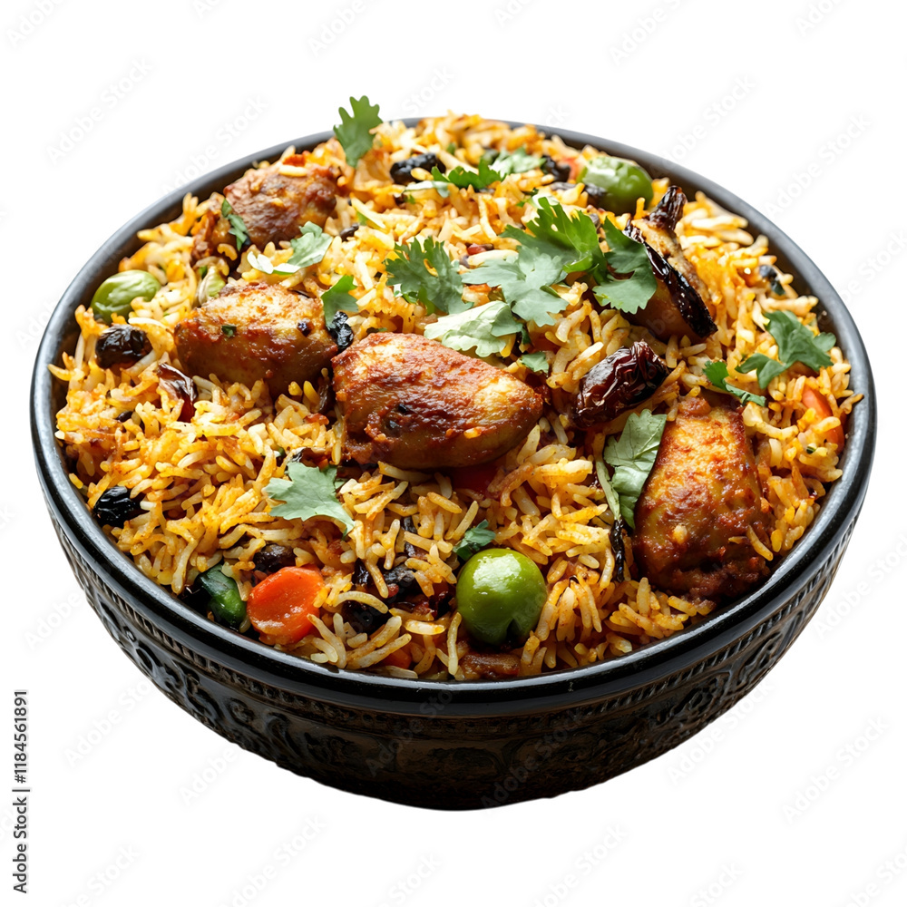Biryani During Iftar in a Bowl on transparent background Biryani During Iftar in a Bowl on transparent background
