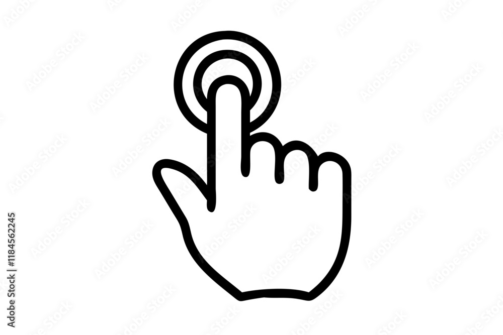 Click Hand Icon Silhouette on White Background Click Hand Icon Silhouette on White Background