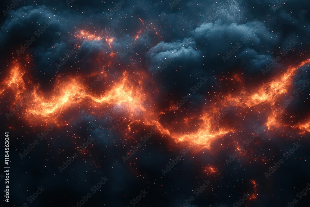 Naklejka premium dramatic abstract background with intertwining black smoke and red fire sparks creating dynamic ethereal patterns