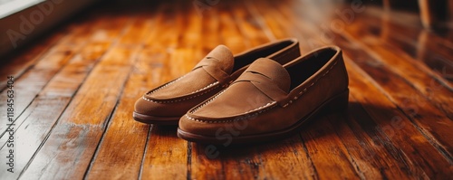 Wallpaper Mural Product photography of brown loafers on a wooden floor. Wuiet luxury or wedding concept. Torontodigital.ca