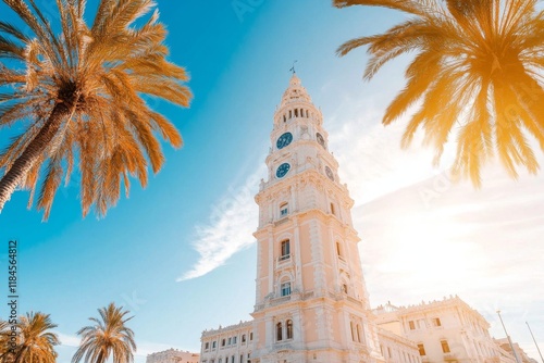 The iconic skyline of Montevideo, featuring the Palacio Salvo and the historic Plaza Independencia under a clear blue sky