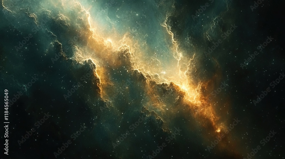 Fototapeta premium A stunning depiction of a cosmic nebula filled with vibrant colors and starry elements.