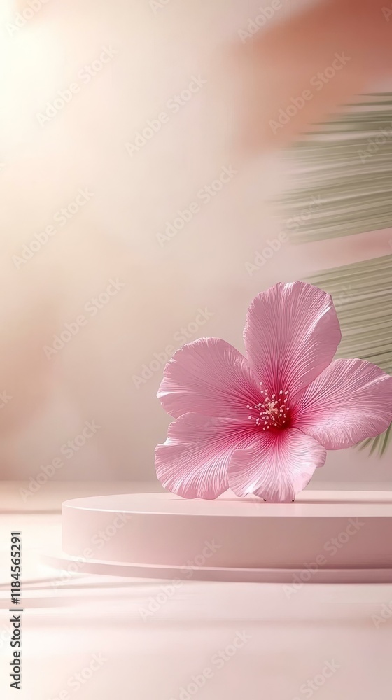 Pink Flower on Pastel Pink Platform Pink Flower on Pastel Pink Platform