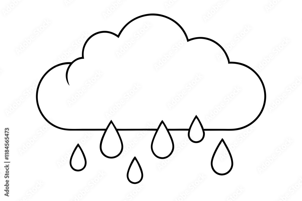 Cloud and Rain Silhouette Icon on White Background Cloud and Rain Silhouette Icon on White Background