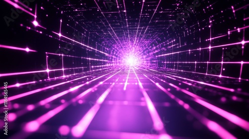 Wallpaper Mural Abstract Digital Tunnel of Pink Light Torontodigital.ca