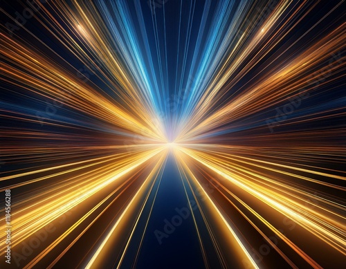 abstract scene elegant gold light ray on hi speed motion moving concept on dark blue background
