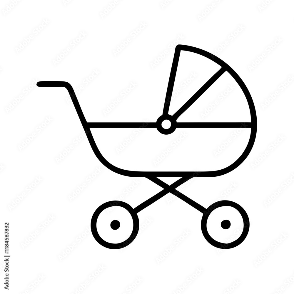 Baby Stroller Icon on Transparent Background, Representing Motherhood Concept Baby Stroller Icon on Transparent Background, Representing Motherhood Concept