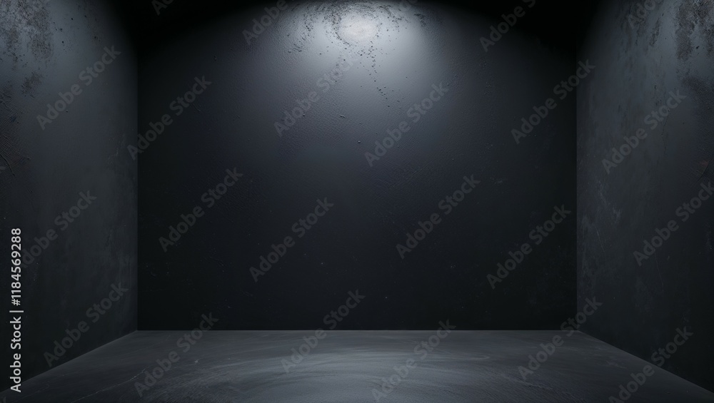 A dark, empty room with a textured, grunge-style wall A dark, empty room with a textured, grunge-style wall