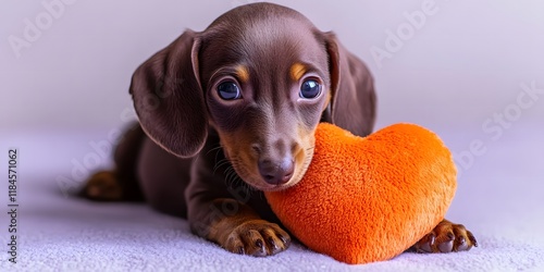 Adorable Puppies Hugging Hearts portraits in Hyper-Realistic Settings photo