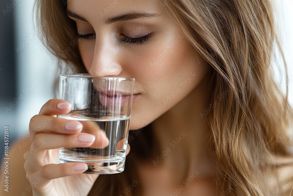 Woman Drinking Water Close-up Beauty Health Woman Drinking Water Close-up Beauty Health