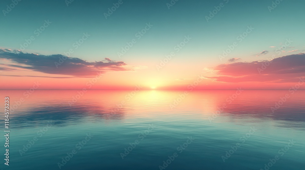 Naklejka premium Calm ocean sunset reflection.