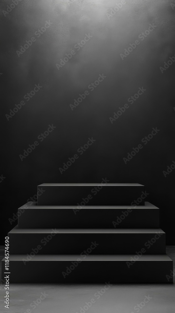 Obraz premium Empty Black Product Display Steps