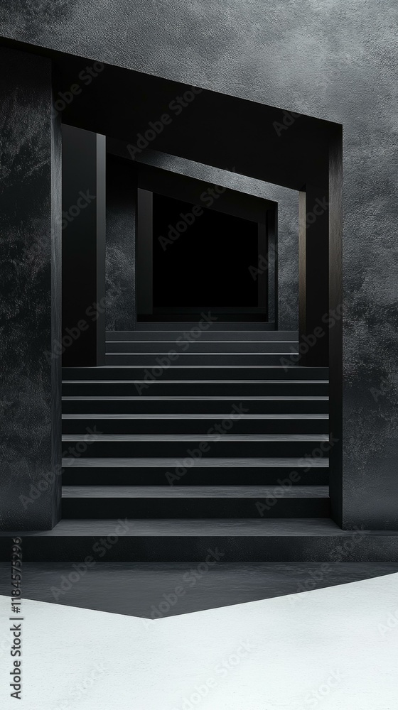 Fototapeta premium Abstract Dark Concrete Stairs Architectural Design