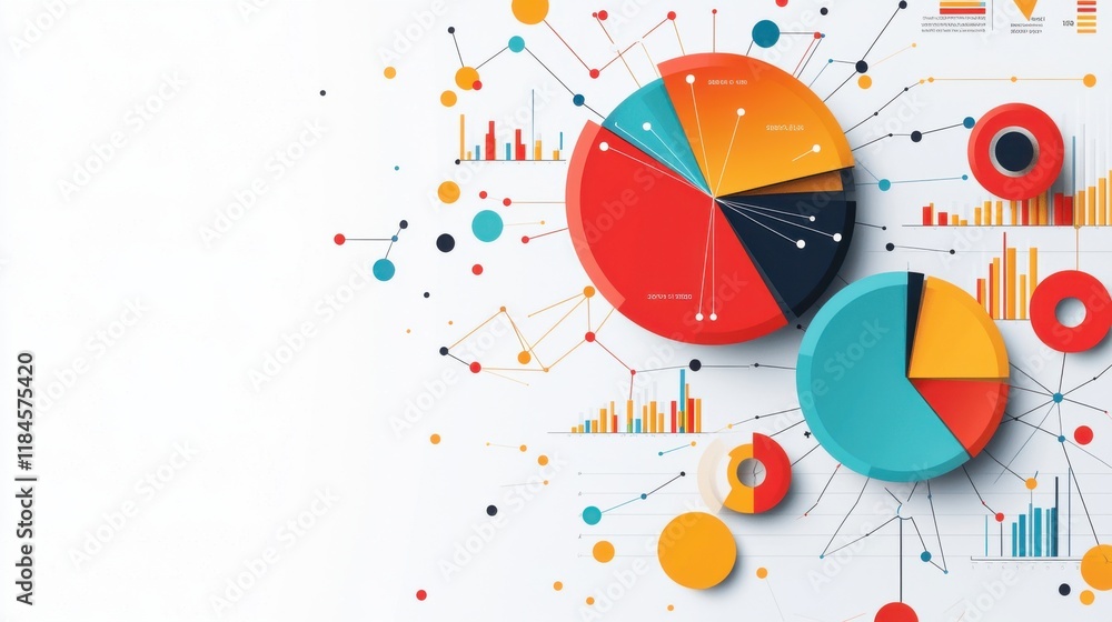 Obraz premium Colorful Data Analytics and Business Infographic Design with Pie Charts and Graphs