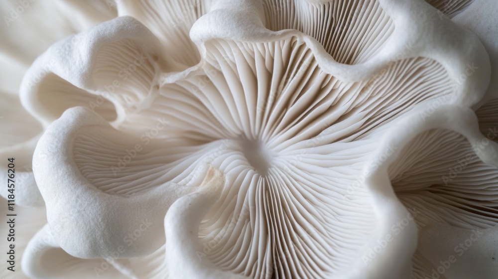 Close-up of a Pleated White Mushroom Close-up of a Pleated White Mushroom