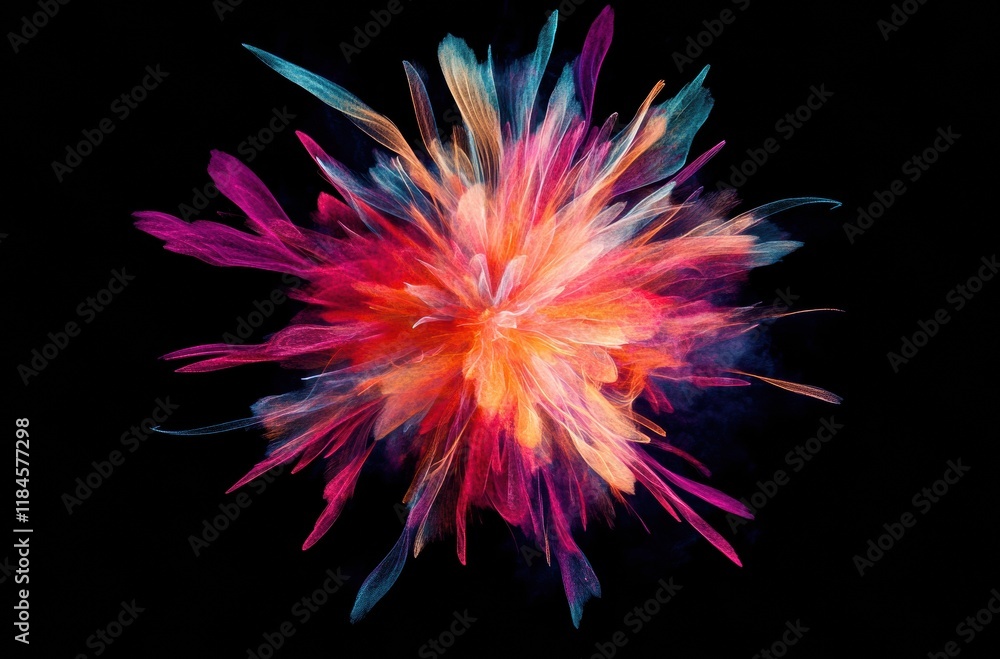 A colorful explosion of paint is depicted in the image A colorful explosion of paint is depicted in the image