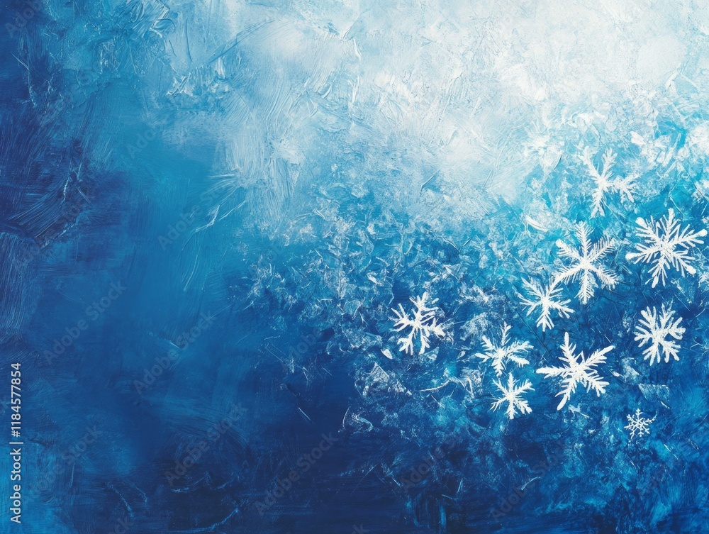 Obraz premium Abstract Winter Scene with Blue Hues and Snowflakes