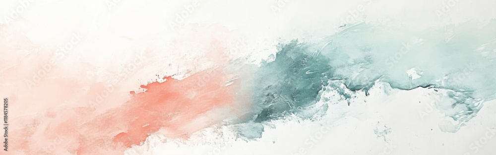 Obraz premium Bold pencil strokes in coral and teal create vibrant elegance on a soft white canvas