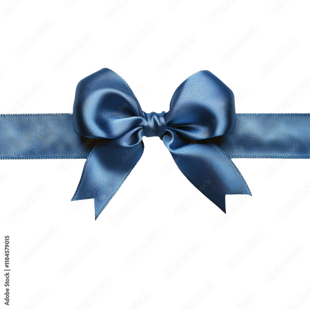 A blue ribbon with a bow tied in the center against a white background. A blue ribbon with a bow tied in the center against a white background.