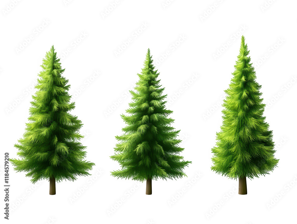 Fototapeta premium Captivating contrast, three green trees against a stark black backdrop three