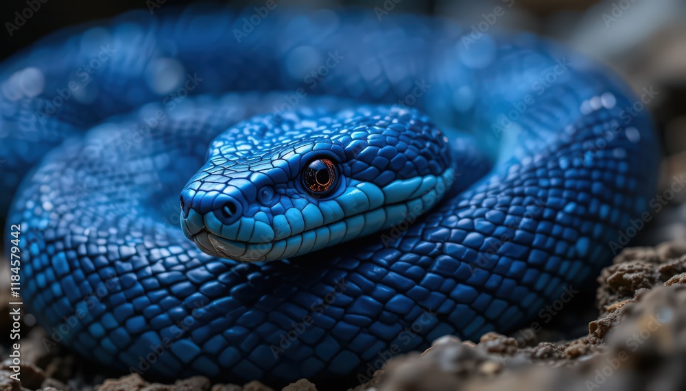 Close-up of a vibrant blue snake Close-up of a vibrant blue snake