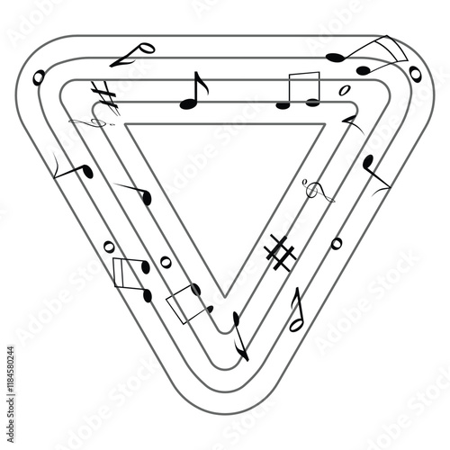 Melody music wave with staff, treble and notes. Music notes vector. 