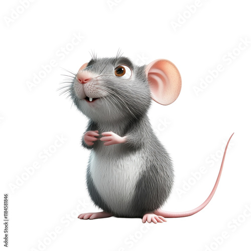 Cute 3D Cartoon Mouse Character Design Ideal for Children Illustrations and Educational Materials