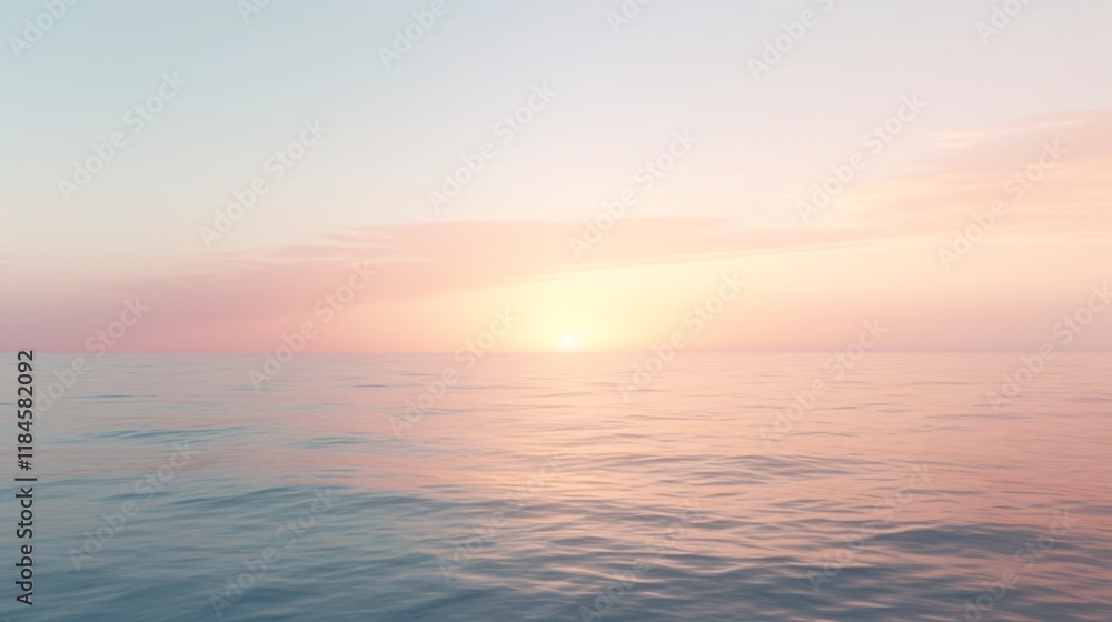 Naklejka premium Gentle ocean sunrise background with soft pastel hues