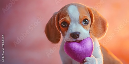 Adorable Puppies Hugging Hearts portraits in Hyper-Realistic Settings photo