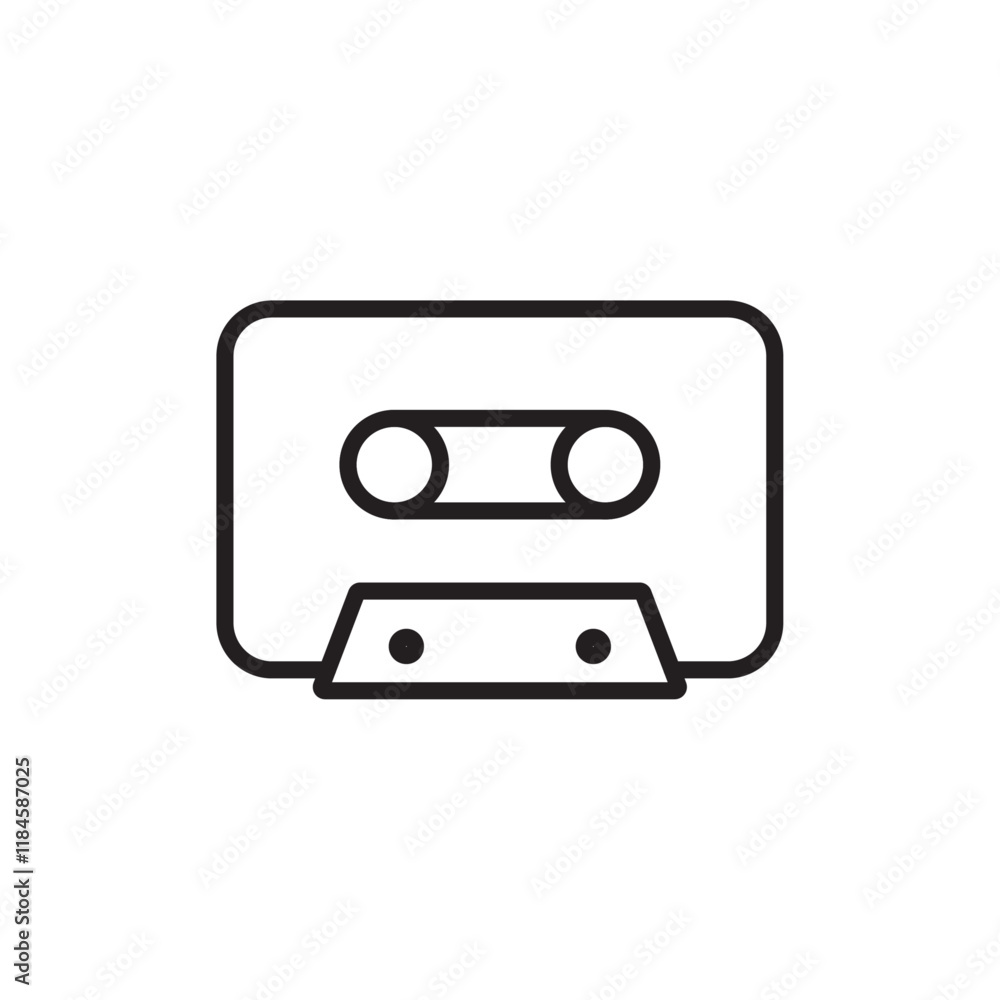 Cassette tape icon Simple thin outline Cassette tape icon Simple thin outline