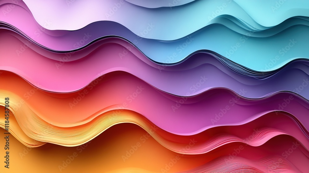 A vibrant wave pattern of colorful paper layers, showcasing fluidity and artistic design. A vibrant wave pattern of colorful paper layers, showcasing fluidity and artistic design.