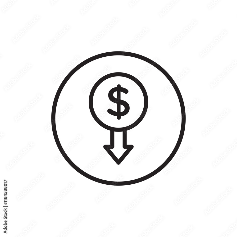 Cost reduction icon Simple thin outline Cost reduction icon Simple thin outline