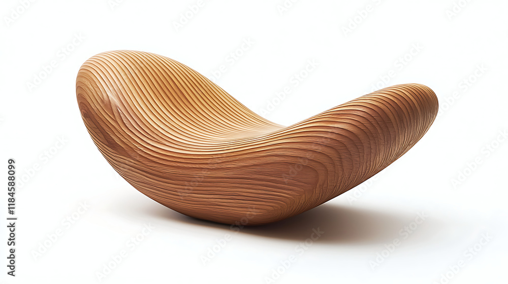 A wooden chair with a curved back A wooden chair with a curved back