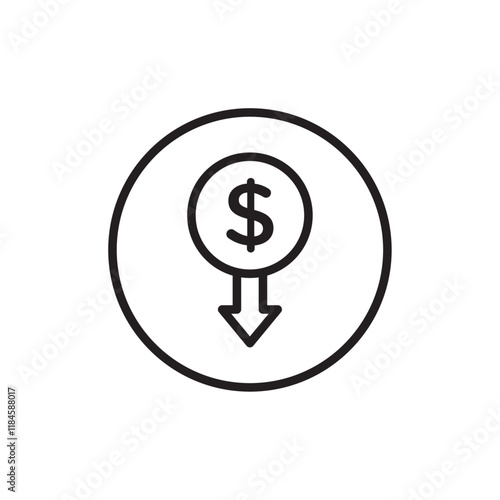 Cost reduction icon Simple thin outline