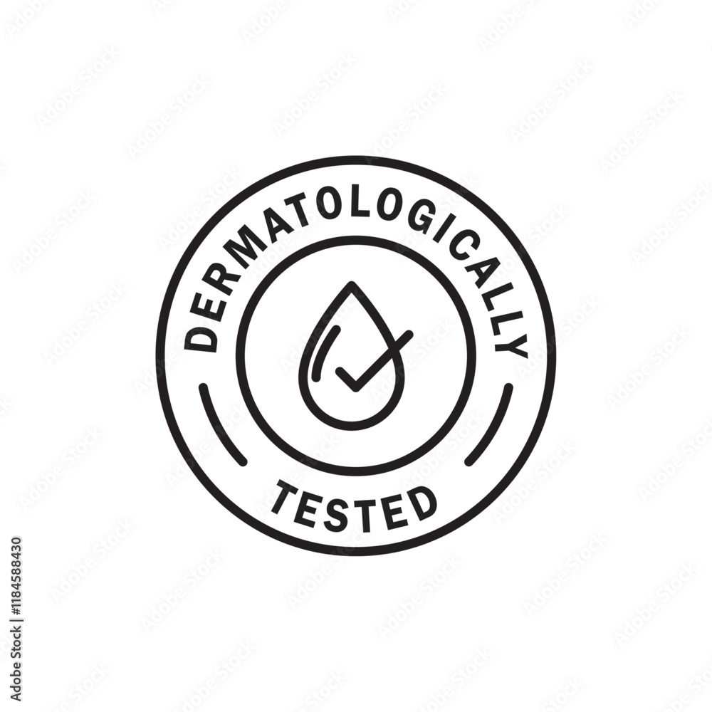 dermatologically tested icon Simple thin outline dermatologically tested icon Simple thin outline