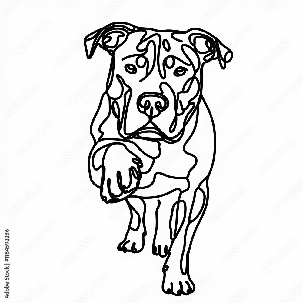 A stylish line art illustration of a friendly dog in a playful pose. A stylish line art illustration of a friendly dog in a playful pose.