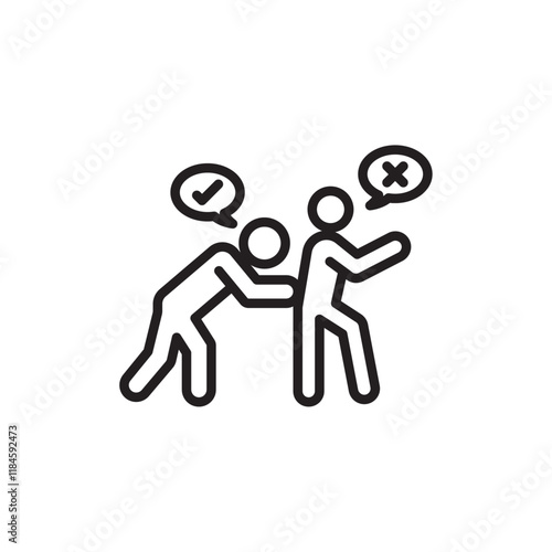 Man pushing another person icon Simple thin outline