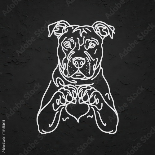 A stylish line art of a dog with a heart symbol, showcasing love and affection. photo