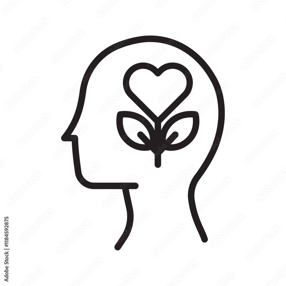 Mental Health icon Simple thin outline Mental Health icon Simple thin outline