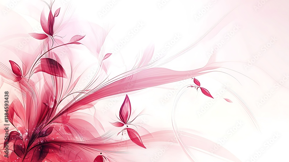 Abstract Pink Floral Design With Butterflies Abstract Pink Floral Design With Butterflies