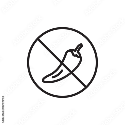 No spicy hot chilli icon Simple thin outline