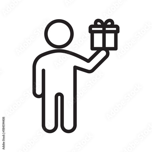 Person offer gift icon Simple thin outline